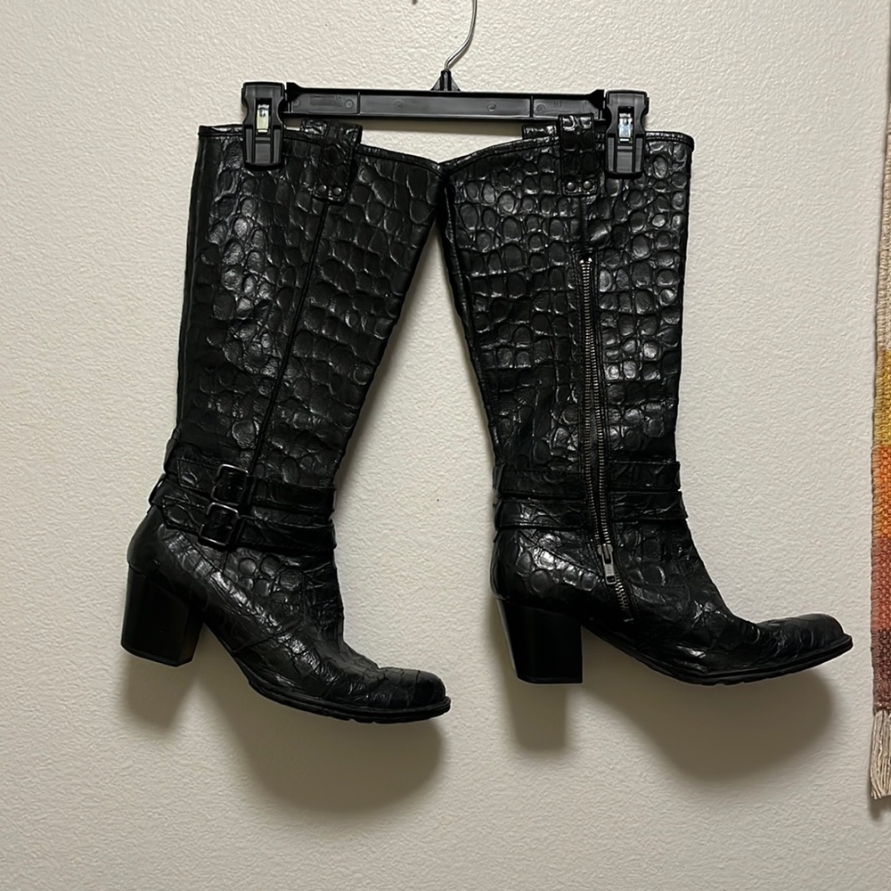 Black leather boots